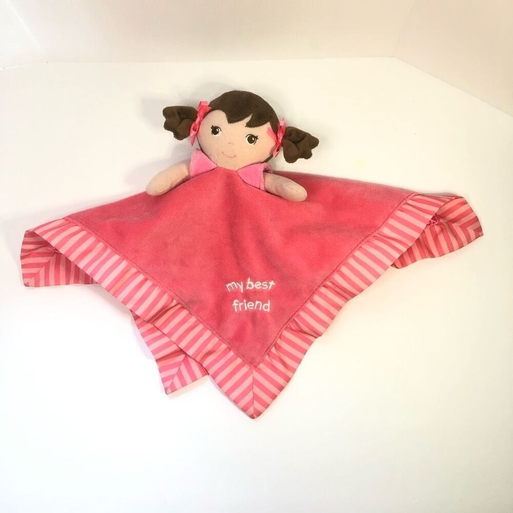 garanimals lovey rattle brown hair girl my best friend silky boarder pink stripe
